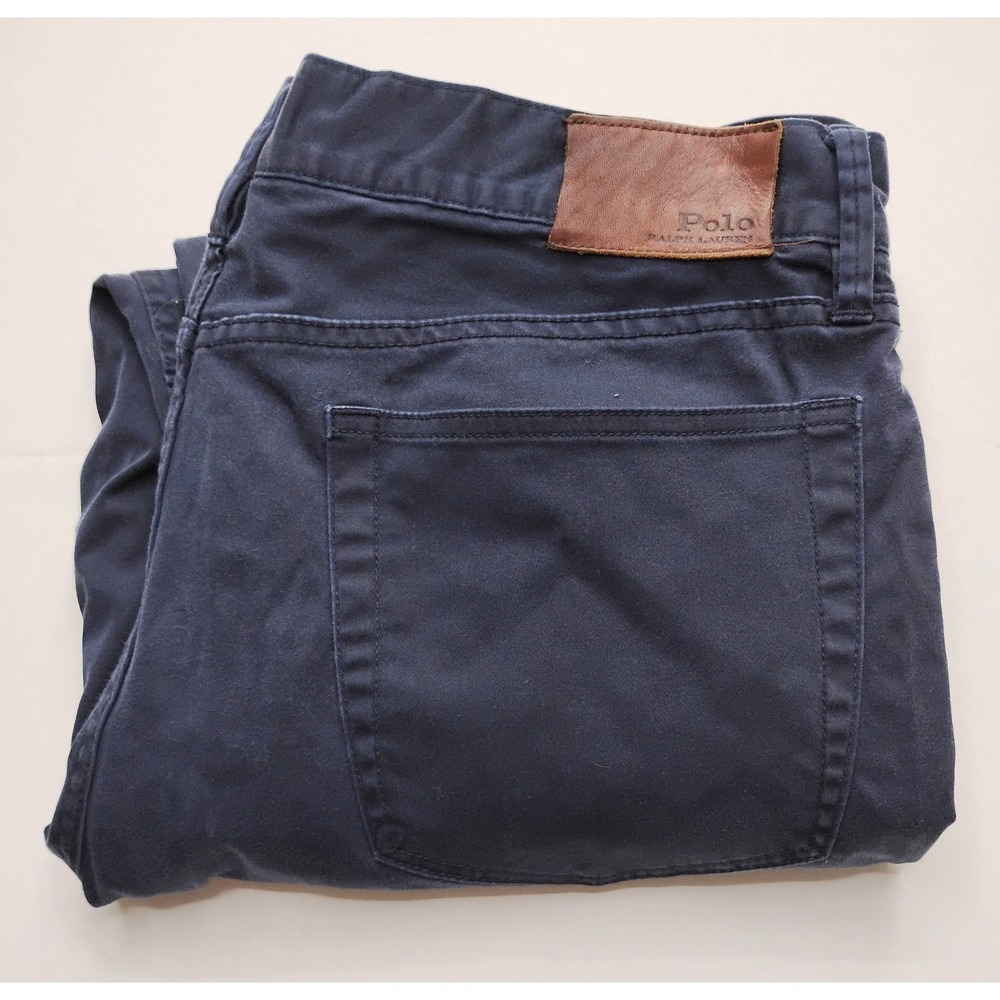 Polo Ralph Lauren Pants Mens 36x32 Navy Blue Stretch Straight Fit 5 Pocket